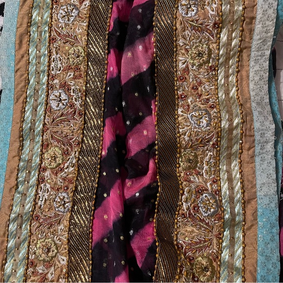 Pakistani Black Gold Pink and Blue Shalwar Kameez - Picture 14 of 15